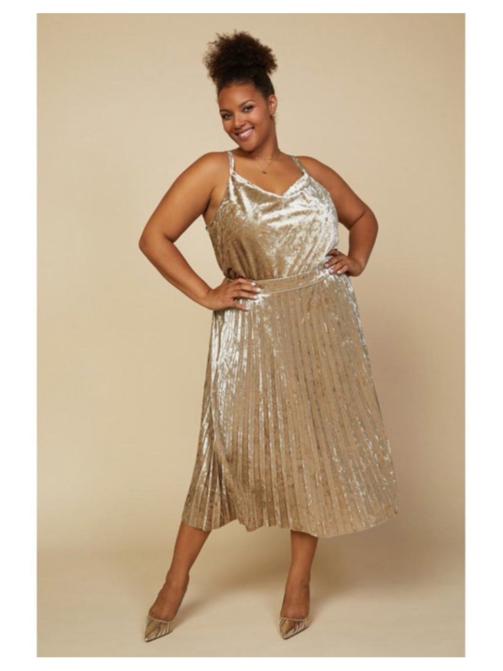 SKIES ARE BLUE Pleated Velvet Midi Skirt Size 1X - Picture 5 of 7